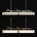 Modern Branch Design Linear Chandelier With Golden Frame And Rectangular Shade 3d model