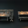 Rustic Wooden Dining Table Set With Benches Candles Cups And Bread