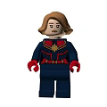 Detailed Lego Minifigure Blue Costume Golden Star Emblem Red Arms Blonde Hair Front Back View