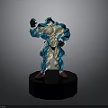 3D Model Action Figure Of Muscular Character With Blue White Outfit Red Shoes Black Base