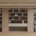 Modern Bookcase Interior Design With Multiple Shelves Books And Decorative Items 3d model