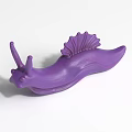 Stylized Purple Snail Character Figure With Curved Body And Fan Shaped Shell