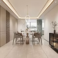 Elegant Modern Dining Room Interior With Marble Wall Golden Decor And Geometric Mirror