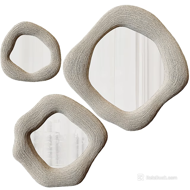 Unique Decorative Mirrors with Irregular Shapes and Woven Textured Frames for Home Wall Decoration 3d model 
