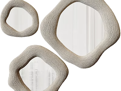 Unique Decorative Mirrors with Irregular Shapes and Woven Textured Frames for Home Wall Decoration 3d model