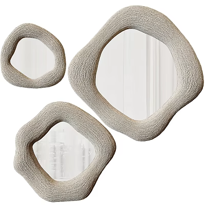 Unique Decorative Mirrors with Irregular Shapes and Woven Textured Frames for Home Wall Decoration 3d model