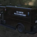 Black Police Emergency Response Utility Vehicle With Emergency Lights And Front Grille