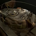 Vintage Military Camouflage Tank With Armored Cannon Tracks And Equipment Design