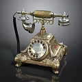 Vintage Brass Telephone With Ornate Base Carved Details And Rotary Dial