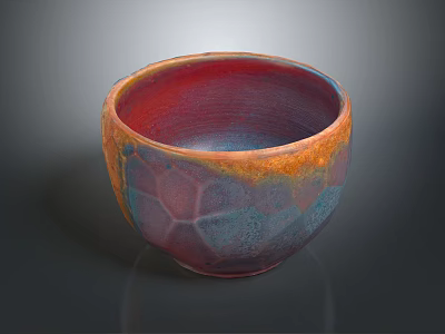 Colorful Handcrafted Ceramic Bowl With Geometric Pattern Multicolor Gradient And Round Shape 3d model