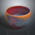 Colorful Handcrafted Ceramic Bowl With Geometric Pattern Multicolor Gradient And Round Shape