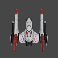 Futuristic White And Red Spaceship Flying In Starry Outer Space 3d model