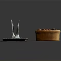 Wooden Tray With Ceramic Plate And Nut Filled Bowl For Daily Household Use