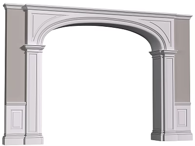 Soft Upholstered White Arched Door Frame with Interior Decorative Details 3d model