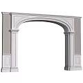 Soft Upholstered White Arched Door Frame with Interior Decorative Details 3d model