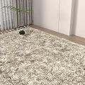 Plush Square Rug in Neutral Tone for Living Room Wooden Floor with Tassel Decor