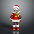 Christmas Elf Character in Red Santa Coat With Brown Sleeves White Trim and Red Shoes