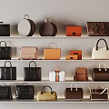 Various Styles And Colors Of Bags Neatly Arranged On Multiple Shelves