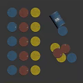 Colorful Stacked Oil Barrels In Blue Red And Yellow Arrangement