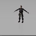 3D Tactical Character Model Standing With Arms Outstretched In Armor Vest And Kneepads