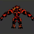 3D Lava Creature Character With Rock Body And Flowing Glowing Magma Details