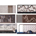 Modern Landscape Feature Wall Designs With Geometric Lines And Natural Patterns 3d model