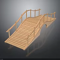Traditional Arched Wooden Garden Bridge With Railings And Step Planks