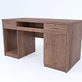 Dark Brown Wooden Desk With Simple Design And Lower Shelf Storage