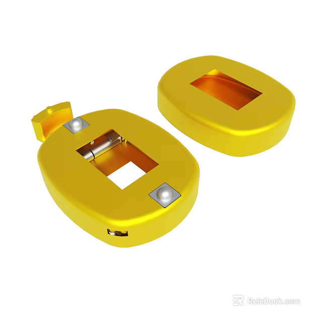 Yellow Device Components With Open And Closed Cases Metal Structure And Screws 3d model