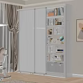 Modern Lighted Bookshelf With Books Storage Boxes And Decorative Items In Living Room
