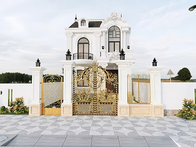 European-style single-family villa 3d model