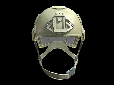 Tactical Protective Helmet With Metallic Face Shield And Adjustable Straps 3d model