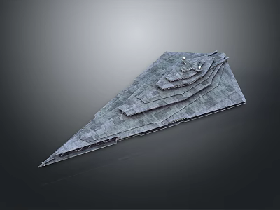 Gray Triangular Spacecraft With Multi Layered Structure And Detailed Surface Texture For Cosmic Exploration 3d model