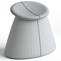 Black Leather Stool With Round Seat Conical Base And Stitched Design 3d model