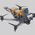 Gray and Yellow Quadcopter Drone with Camera Sensor and Battery Compartment 3d model