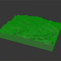 Detailed 3D Mountain Terrain Model With White Snow And Green Vegetation