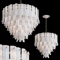 Elegant Modern White Feather Chandelier With Layered Design For Interior Spaces 3d model