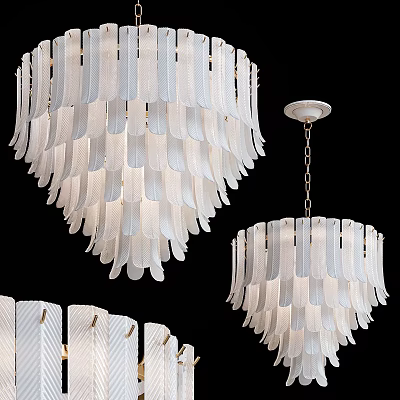 Elegant Modern White Feather Chandelier With Layered Design For Interior Spaces 3d model