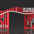 Red Event Gateway with Curved Lines Featuring Interesting Shandong Worth and City Names