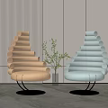Contemporary Spiral Shaped Transparent Leisure Chairs On Metal Bases With Green Plant Decor