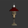 Vintage Style Candle Lamps With Colorful Umbrella Shades And Golden Metal Stands