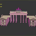 Brandenburg Gate Classical Structure With Columns Green Roof And Top Statues 3d model