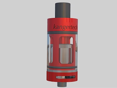 Kangertech Red Industrial Equipment Featuring Cylindrical Design Transparent Section And Visible Internal Components 3d model