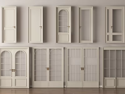 Various Styles Of Light Wooden Doors With Glass Panels For Interior 3d model