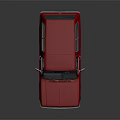 Red Vintage SUV with Classic Front Grille and Rugged Off Road Tires