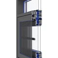 Casement Window Structural Section View With Aluminum Frame Glass And Screen