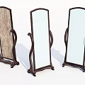 Three Elegant Standing Mirrors With Wooden Frames And Curved Design