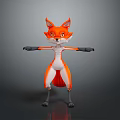 Anthropomorphic Fox 3D Character With Standing Pose And Orange White Fur Black Paws
