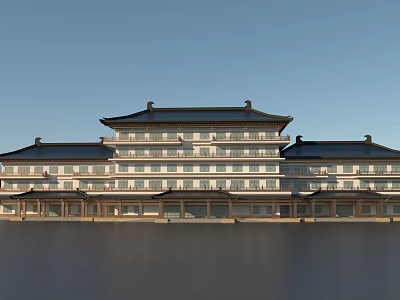 Traditional Chinese Style Visitor Center With Grand Multi story Exterior And Classic Roof Design 3d model