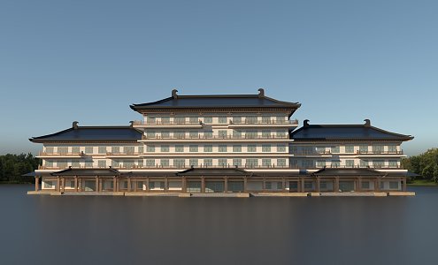 Chinese Style Tang Style Tourist Service Center 3d model